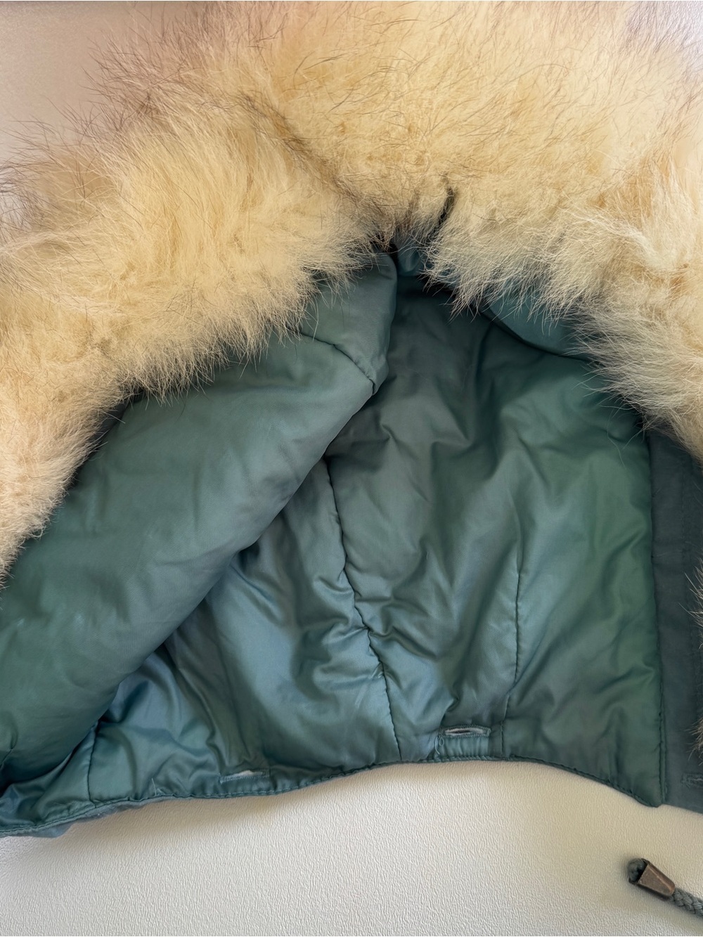 Vintage 80s Après Ski Parka S Petite Fox Fur Hood Retro Winter Coat - Picture 9 of 16